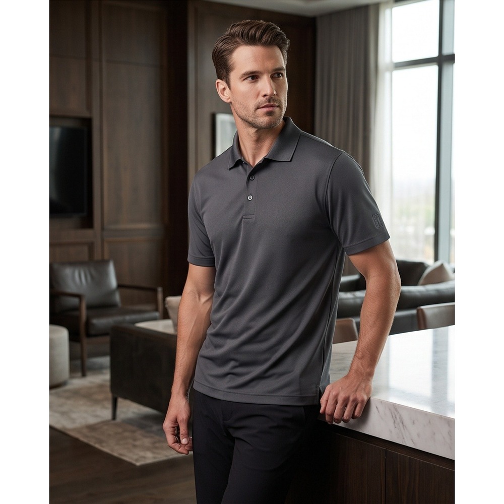 PGA Tour 2XL Airflux Mesh Polo Shirt Mens Asphalt Gray Short Sleeve NWT